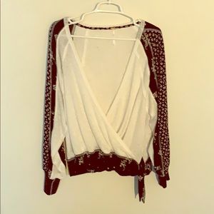 Free People Mixed Knit, Floral Sweater